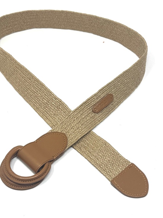 Lauren Ralph Lauren Accessories - NEW Lauren Ralph Lauren Woven Stretch Raffia Belt Leather O Ring Buckle  Women M